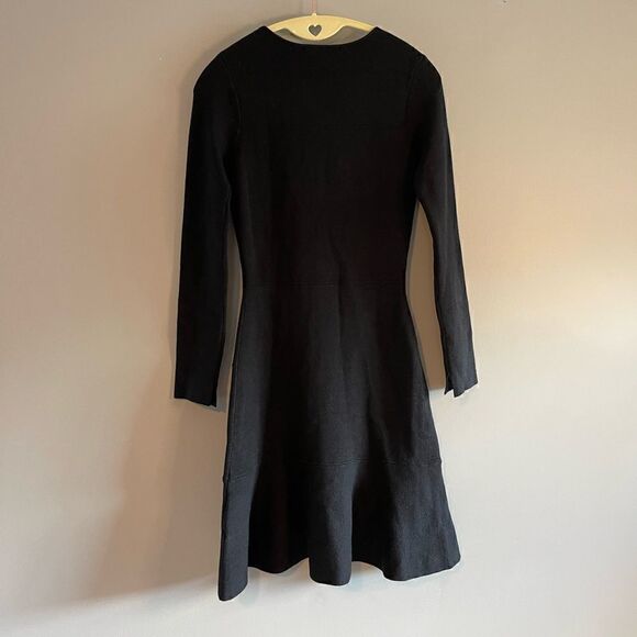 ZARA The Knitwear Collection Black Long Sleeve Buttoned Flounce Dress || SZ S - Picture 8 of 14